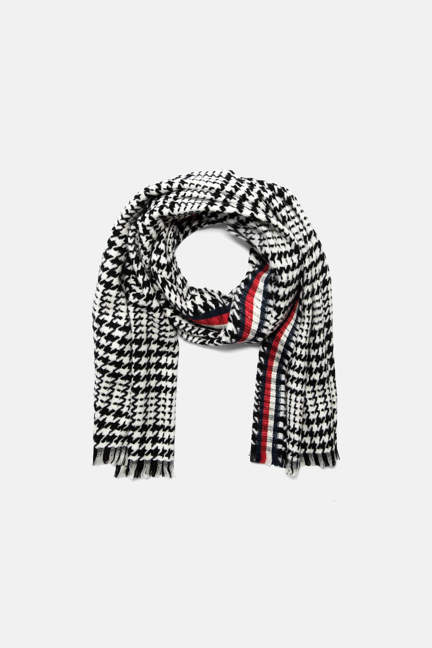 Sciarpa pied de poule con frange