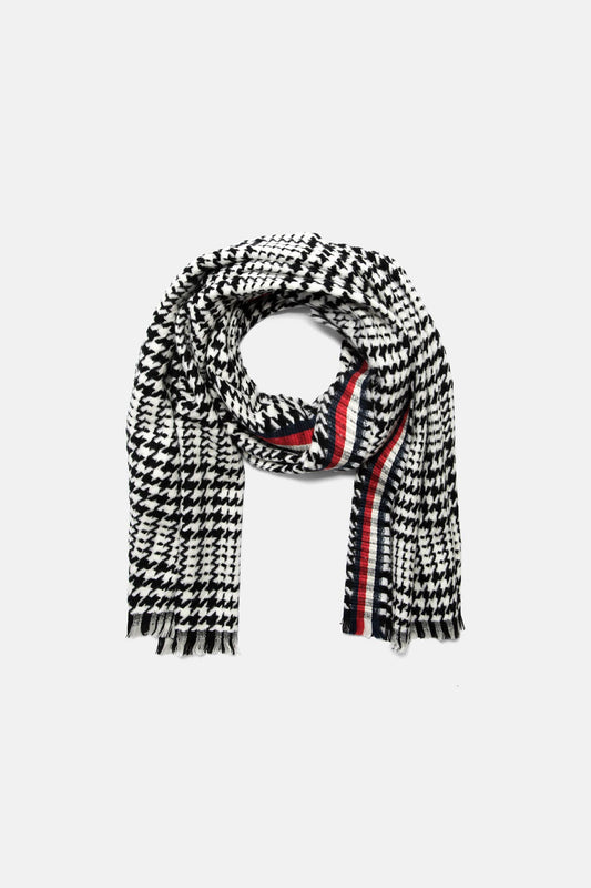 Sciarpa pied de poule con frange