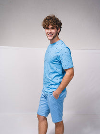 T-shirt basic in cotone con micro stampa e logo ricamato