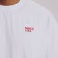 T-shirt oversize bianca con ricamo "Dolce Vita"