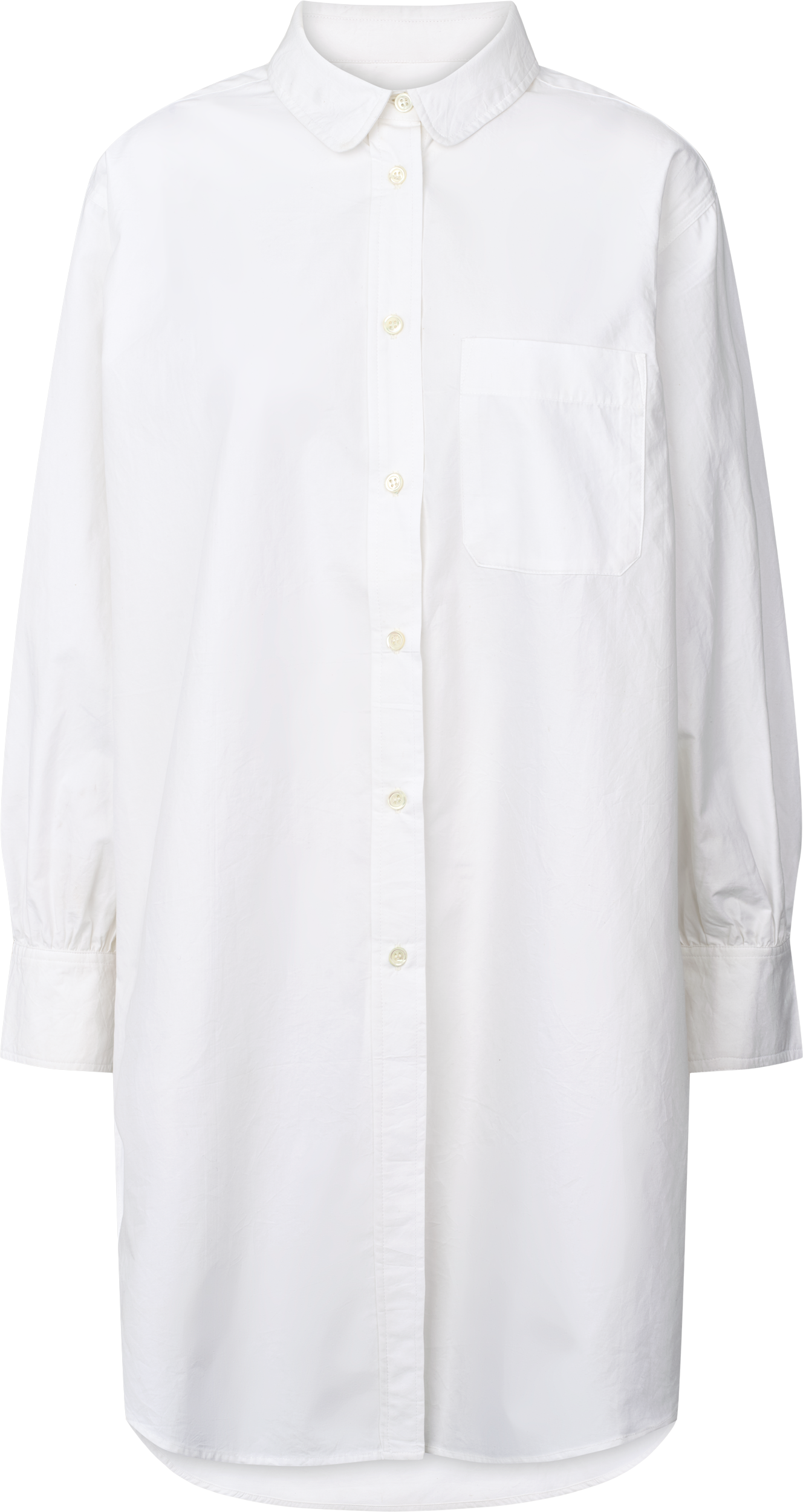 Tunica camicia oversize in popeline di cotone biologico bianca