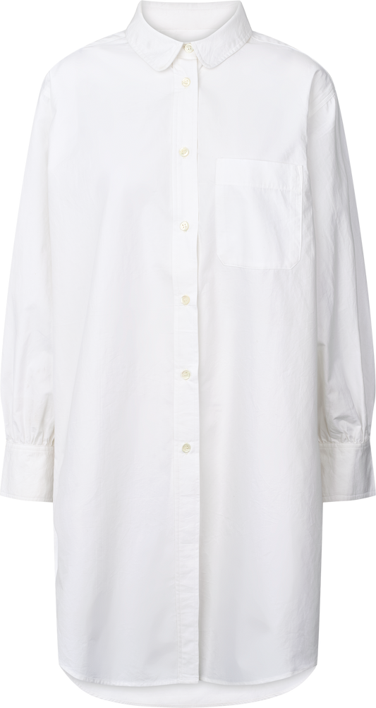 Tunica camicia oversize in popeline di cotone biologico bianca