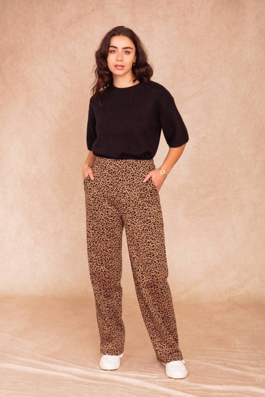 Pantaloni palazzo animalier da donna