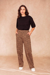 Pantaloni palazzo animalier da donna