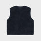 Gilet sherpa donna con zip blu navy