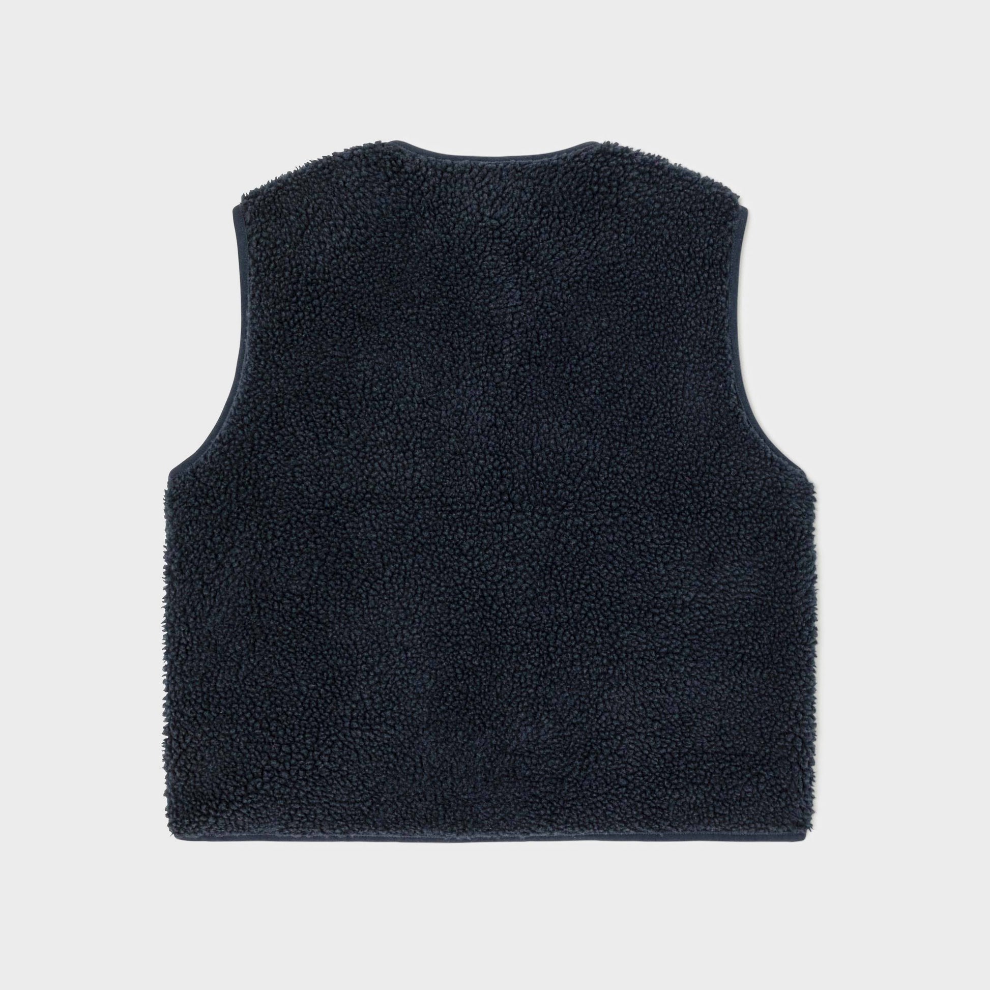 Gilet sherpa donna con zip blu navy