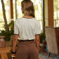 T-shirt stampata in cotone con profili a contrasto