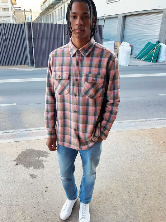 Camicia di flanella a quadri da uomo Chop Plaid rosa