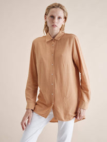 Camicia rilassata in misto lino e rayon
