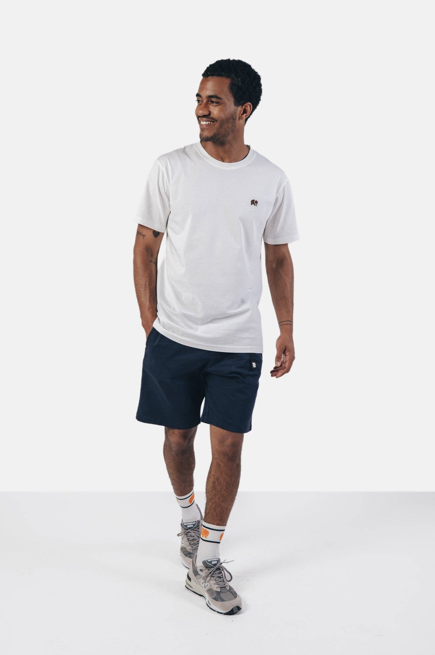 Pantaloncini da arrampicata in cotone ecologico blu navy