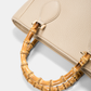 Borsa shopper in ecopelle con manici effetto bambù