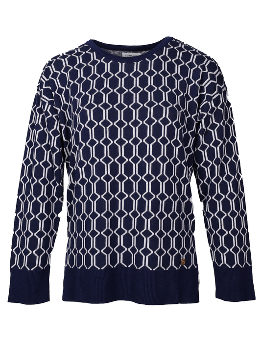 Maglia girocollo jacquard con fantasia geometrica