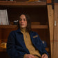 Giacca overshirt blu in cotone biologico