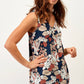 Tunica floreale bicolore con scollo a V