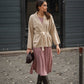 Cardigan beige con cintura