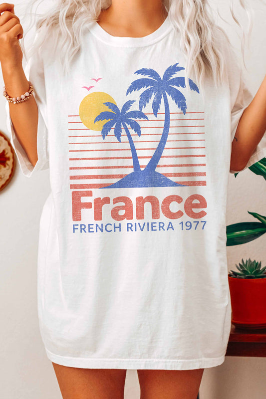 T-shirt oversize grafica Francia Costa Azzurra