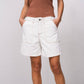 Pantaloncini in denim a vita alta color perla