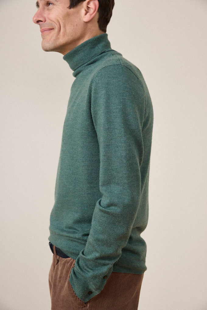 Maglione dolcevita in lana merino Radieux verde
