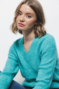 Maglione a maglia strutturata con scollo a V