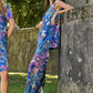 Pantaloni palazzo stampati in maglia fredda