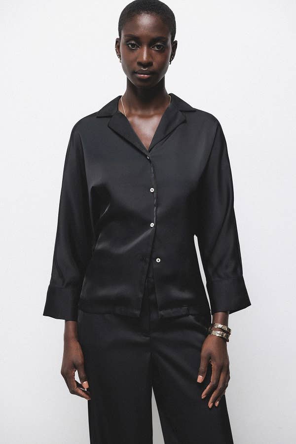 Camicia satinata nera