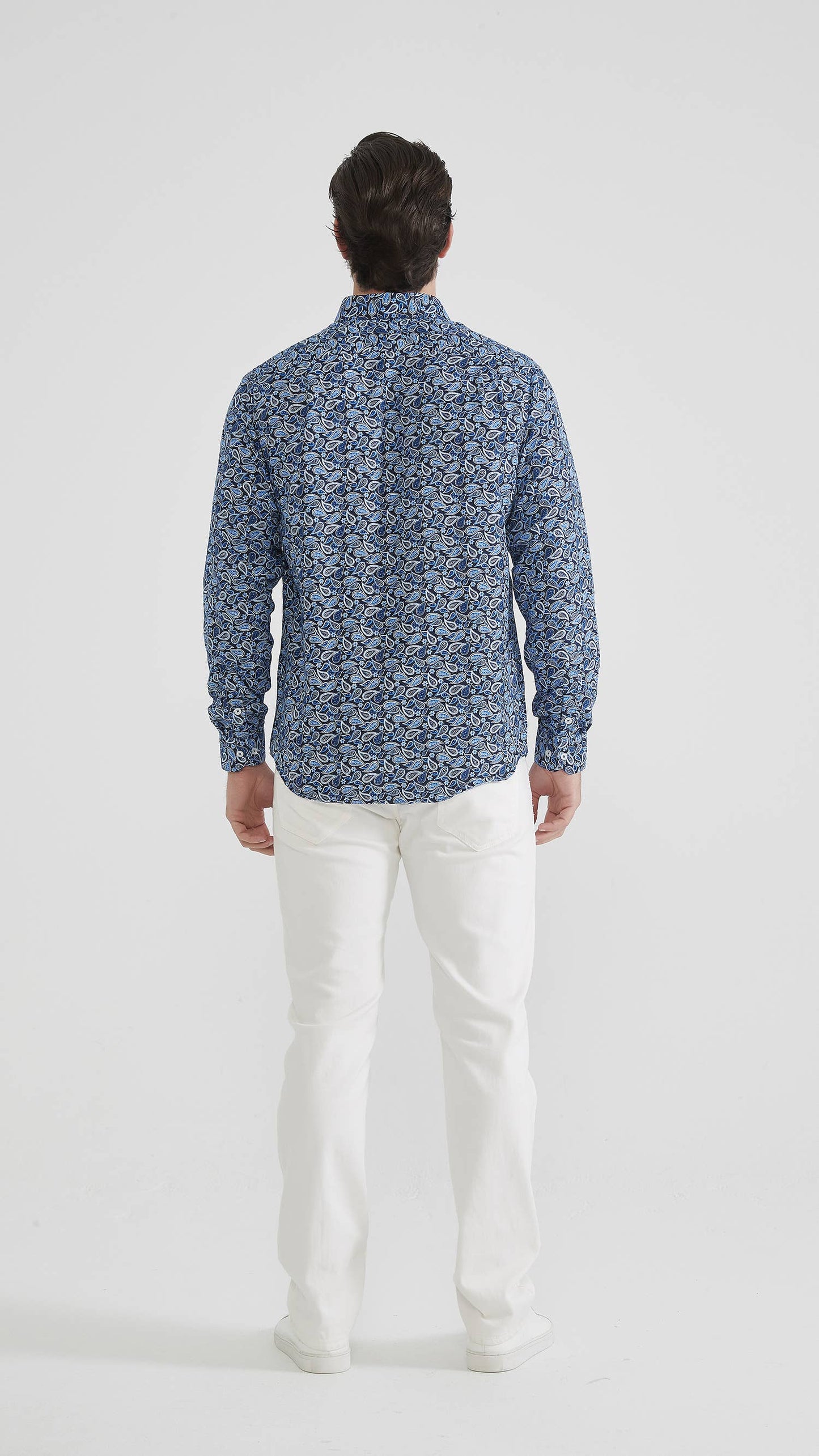 Camicia uomo blu fantasia comfort fit