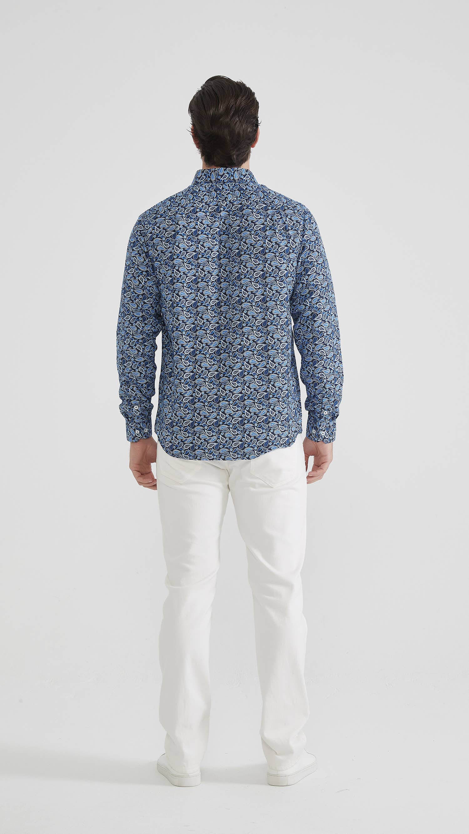 Camicia uomo blu fantasia comfort fit
