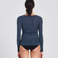 Top Amalie in lana blu denim