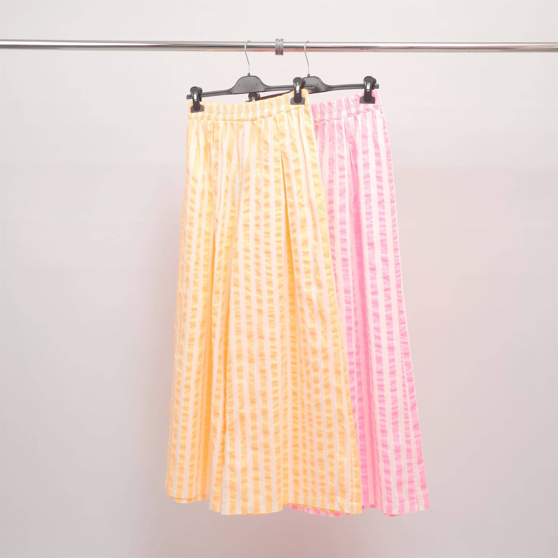 Pantaloni palazzo a righe verticali in cotone stretch