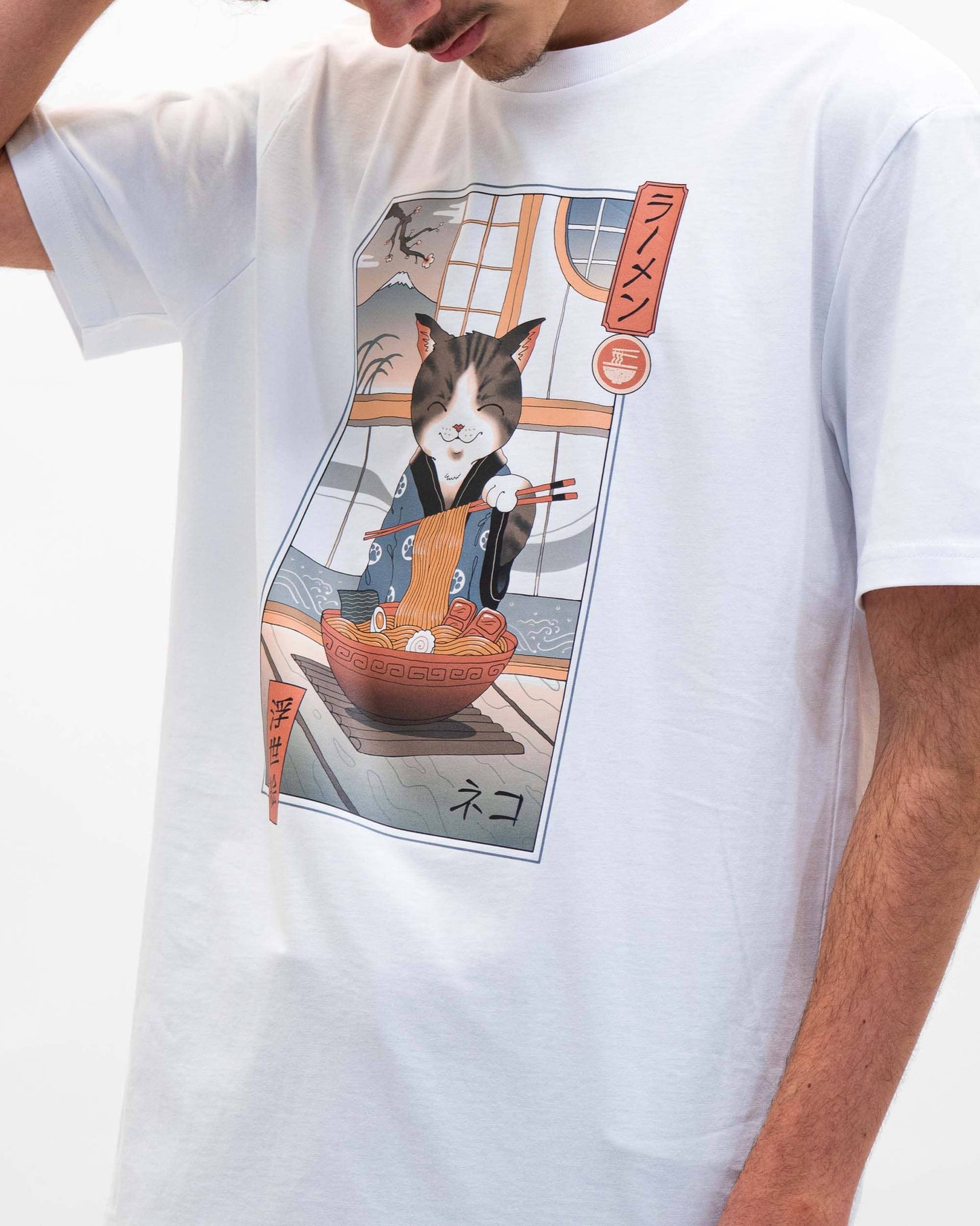 T-shirt unisex Neko Ramen con grafica giapponese