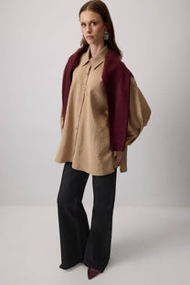 Camicia oversize abbottonata in effetto cupro
