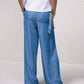 Pantaloni palazzo in tencel effetto denim