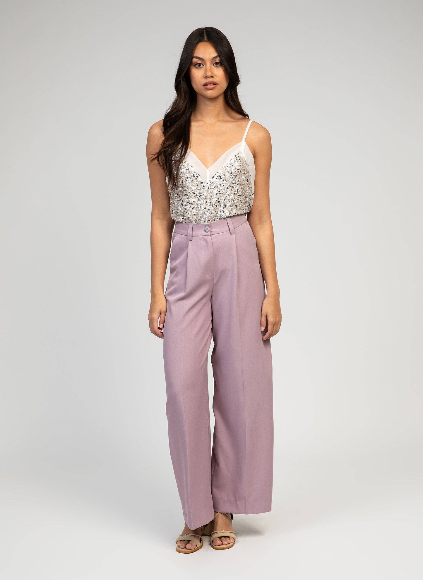 Canotta Adonisa con paillettes e scollo a V