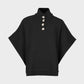 Poncho maglia nero a collo alto con bottoni