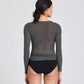 Top avvolgente in lana Anne color Beluga