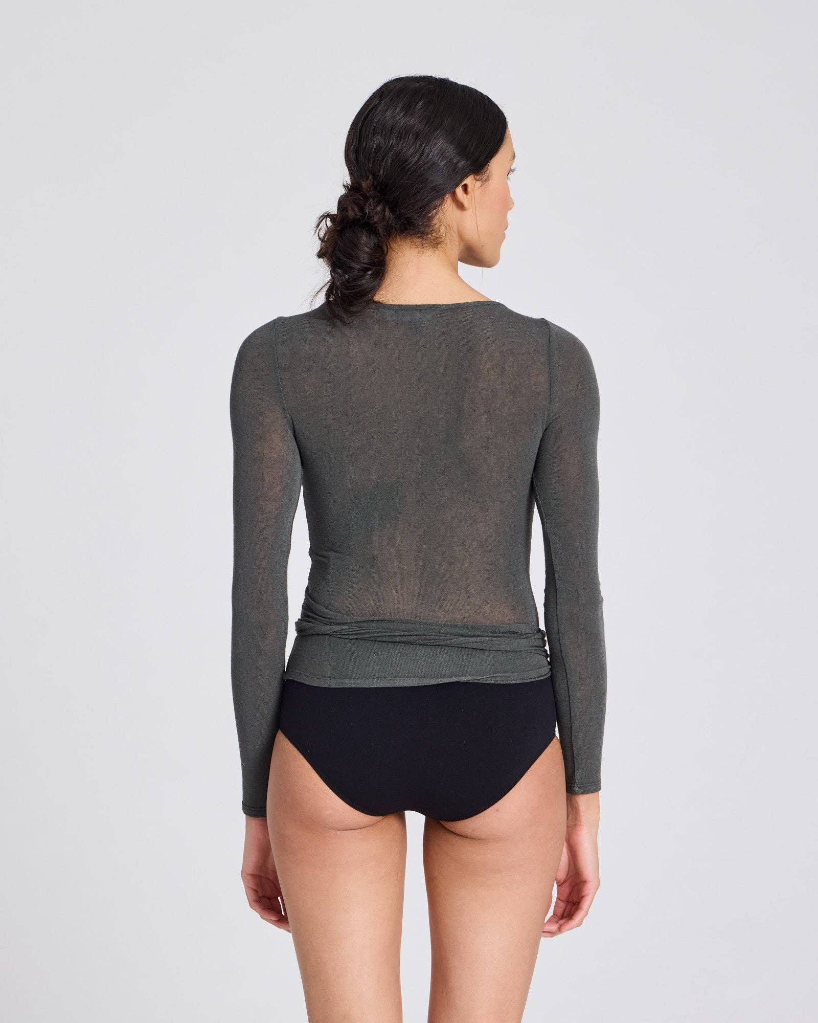 Top avvolgente in lana Anne color Beluga