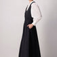 Abito maxi nero senza maniche con scollo a V e vita elastica
