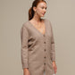 Cardigan lungo in maglia da donna con scollo a V