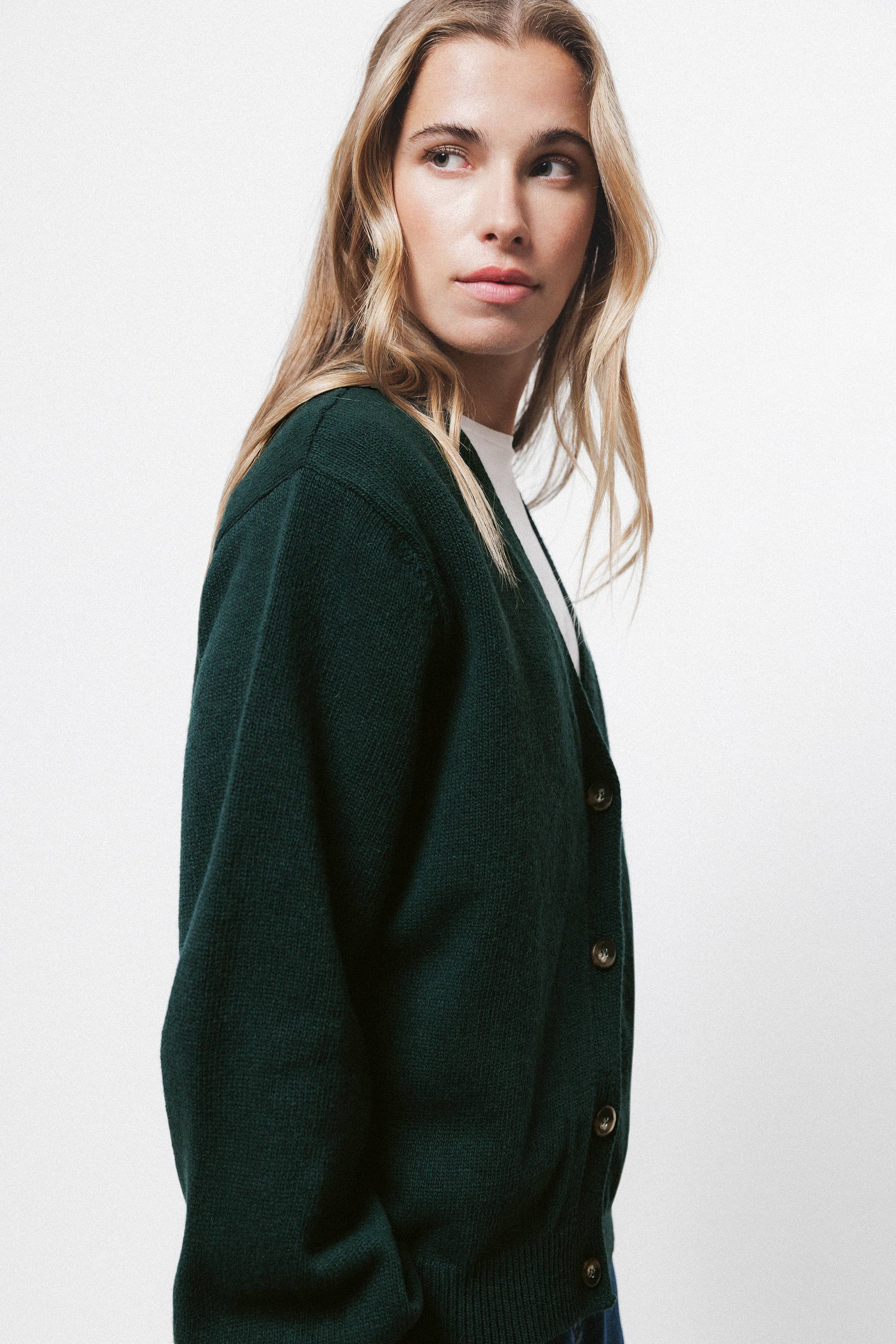 Cardigan in Lana con Maniche a Palloncino