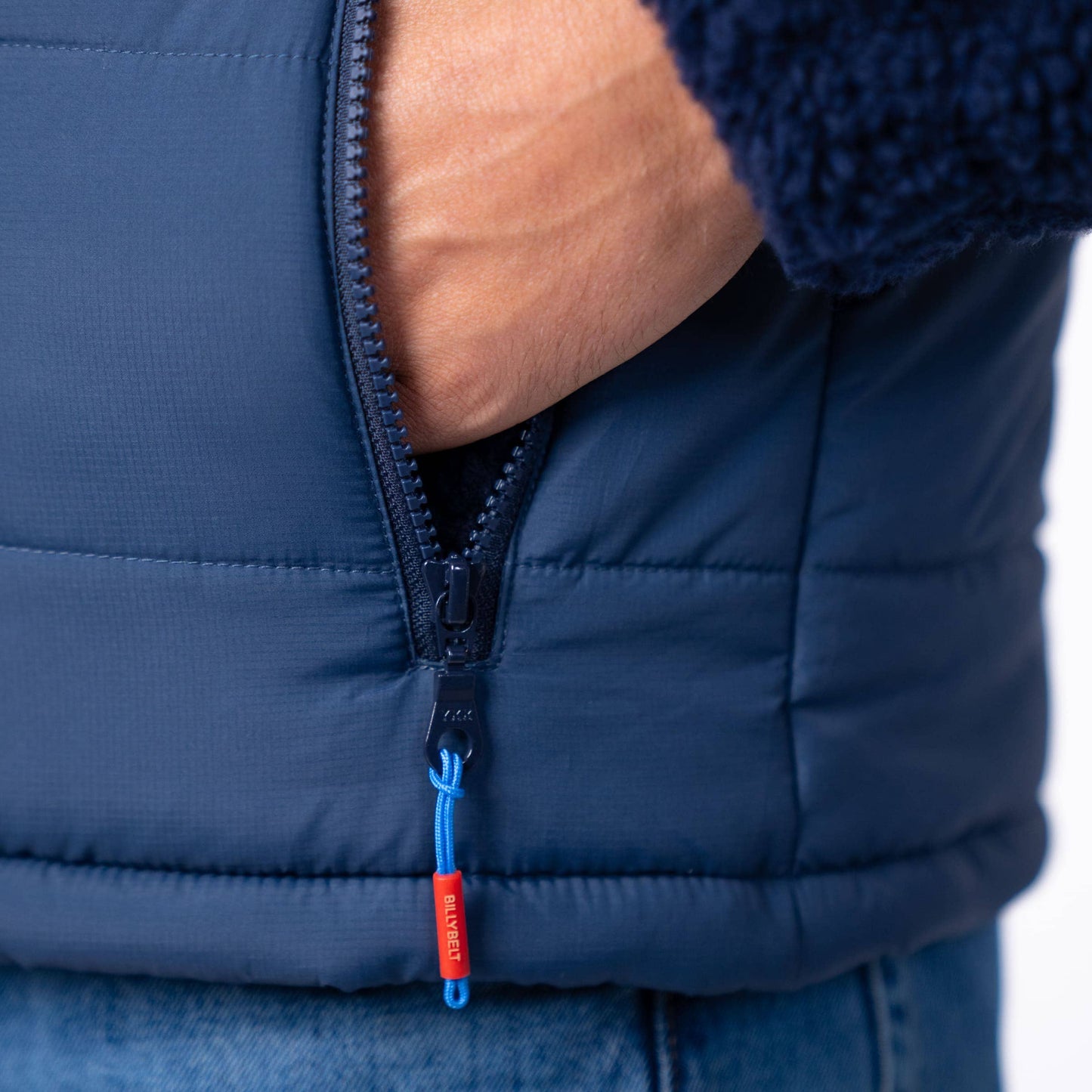 Giacca sherpa bicolore blu navy