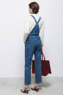 Salopette in denim blu con bretelle regolabili