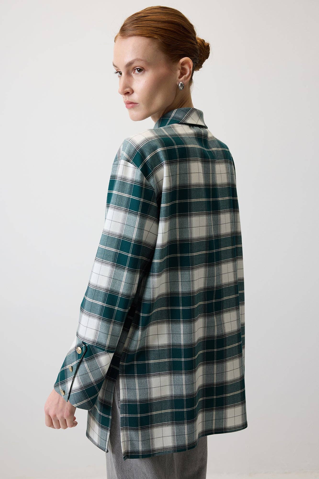 Camicia a quadri con maxi colletto verde