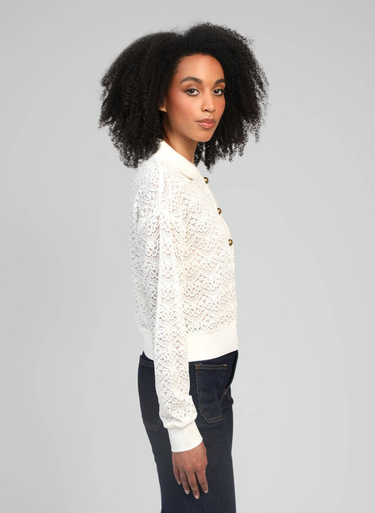 Polo in pizzo écru Aloüni