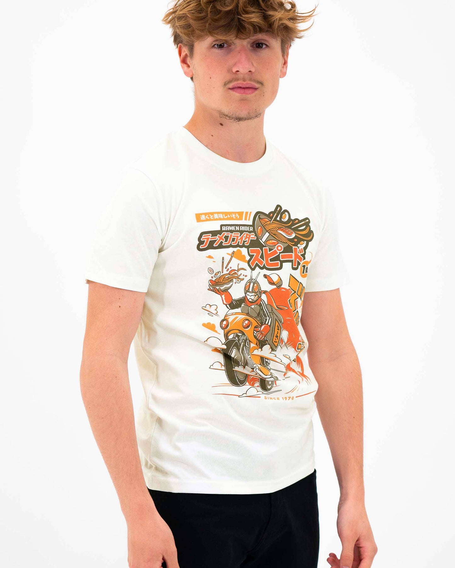 T-shirt unisex Ramen Rider manga in cotone biologico