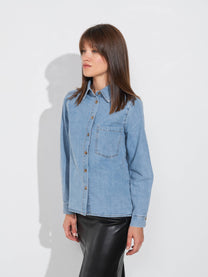 Camicia in denim con tasca frontale