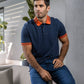 Polo uomo antimacchia bicolor in piqué