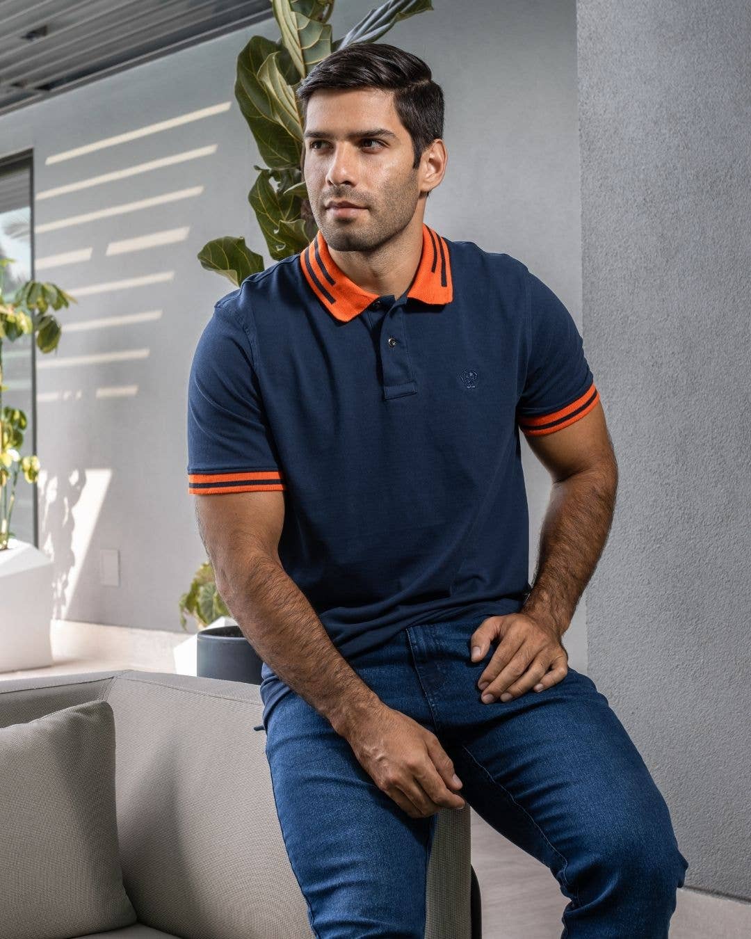Polo uomo antimacchia bicolor in piqué