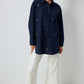 Camicia ricamata con applicazioni gioiello blu navy