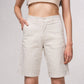 Bermuda donna jacquard beige con risvolto