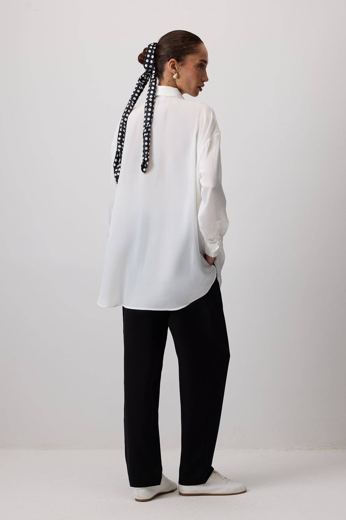 Camicia oversize in misto cotone bianca